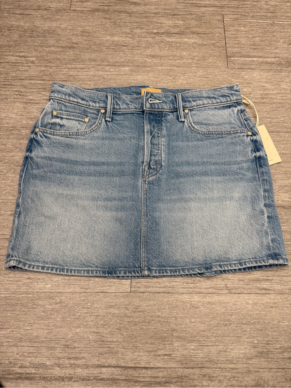 Mother The Vagabond Mini Skirt Magic School Bus Denim Jean Skirt Size 28 NWT Y2K